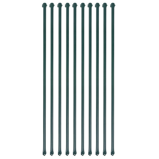 Plotové sloupky, 10 ks, kov, 1 m, zelené