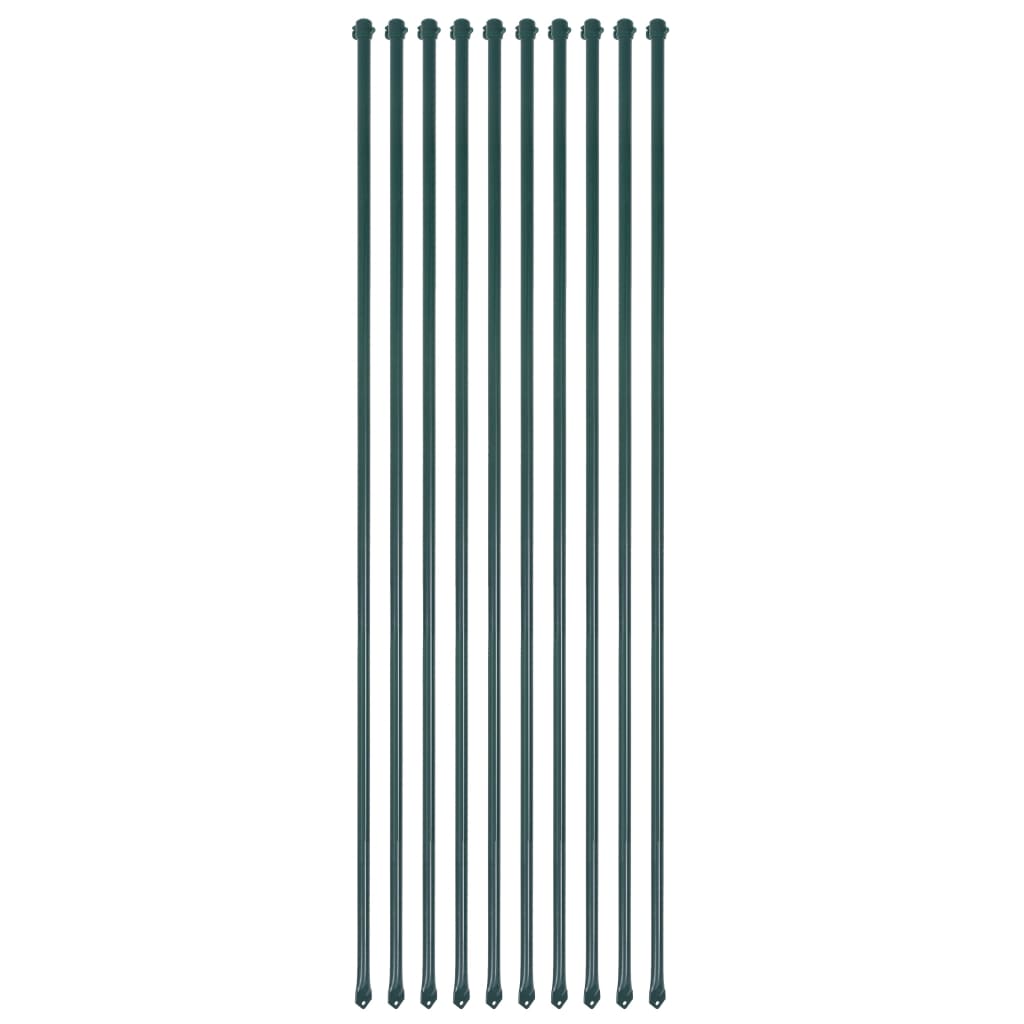 Plotové sloupky, 10 ks, kov, 1,5 m, zelené