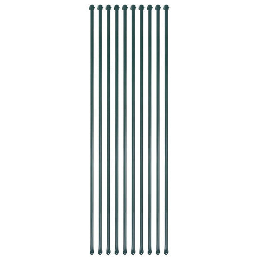 Plotové sloupky, 10 ks, kov, 1,5 m, zelené