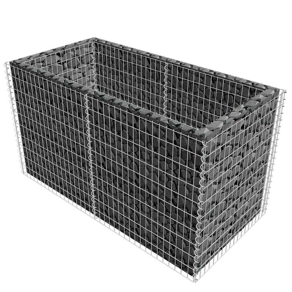 Gabionový vyvýšený záhon ocel 180 x 90 x 100 cm stříbrný