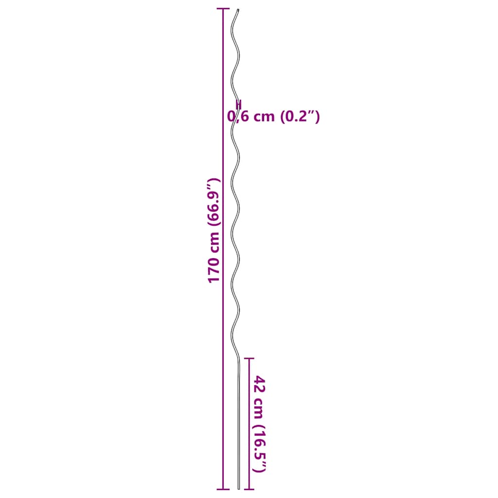 20 ks spirálové tyče k rostlinám 170 cm pozinkovaná ocel