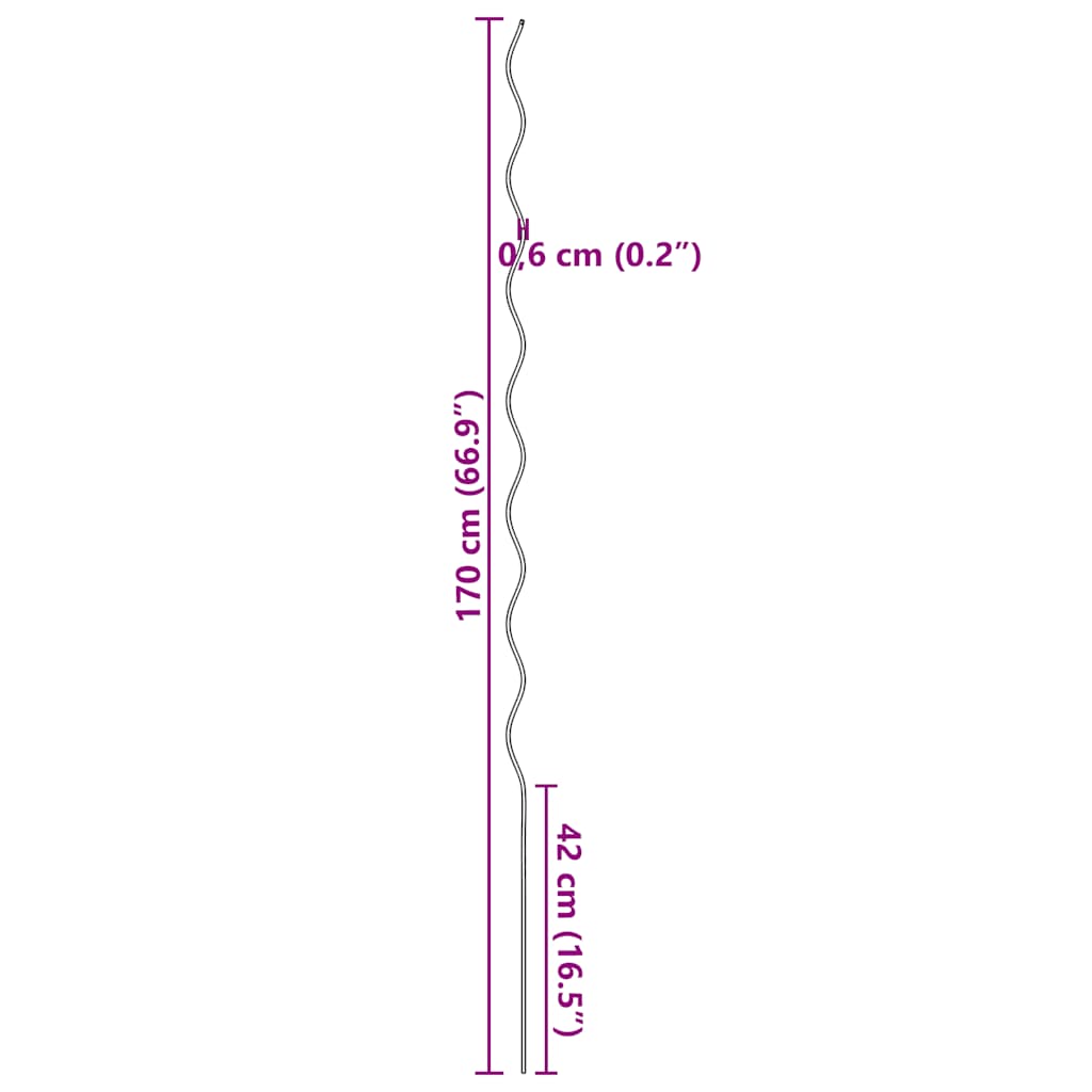 5 ks spirálové tyče k rostlinám 170 cm pozinkovaná ocel