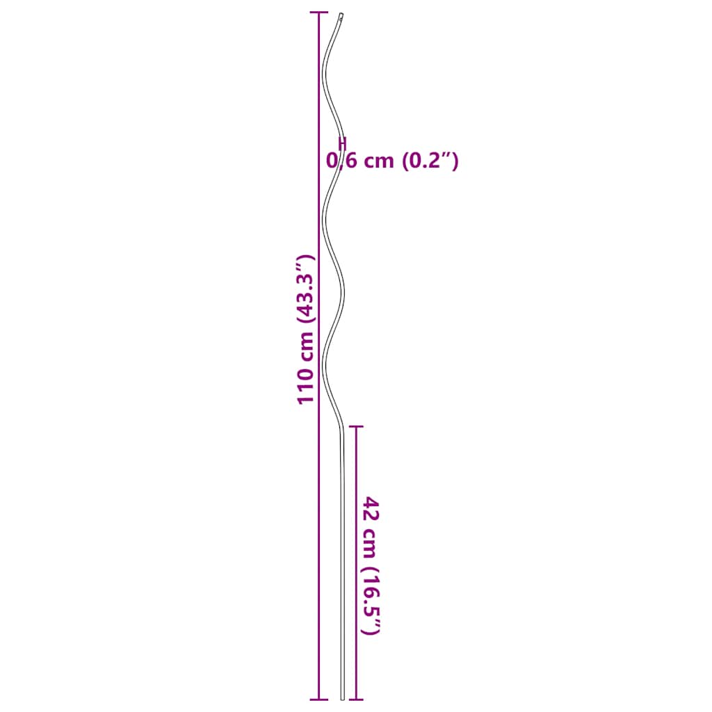 5 ks spirálové tyče k rostlinám 110 cm pozinkovaná ocel