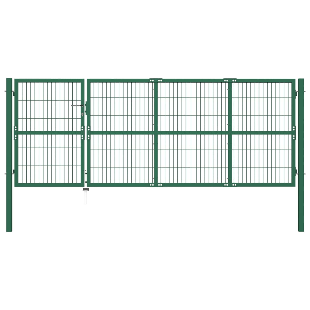 Zahradní plotová brána se sloupky 350 x 120 cm ocel zelená