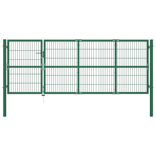 Zahradní plotová brána se sloupky 350 x 120 cm ocel zelená