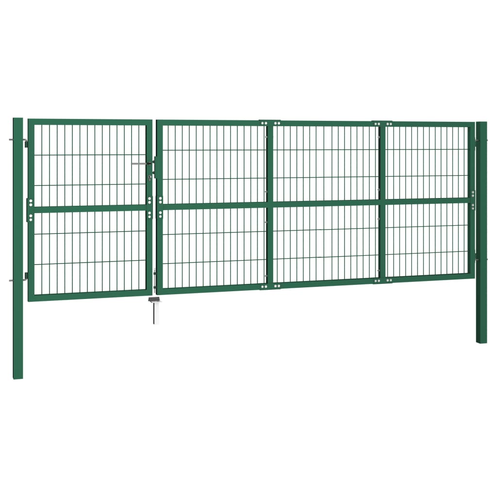 Zahradní plotová brána se sloupky 350 x 120 cm ocel zelená