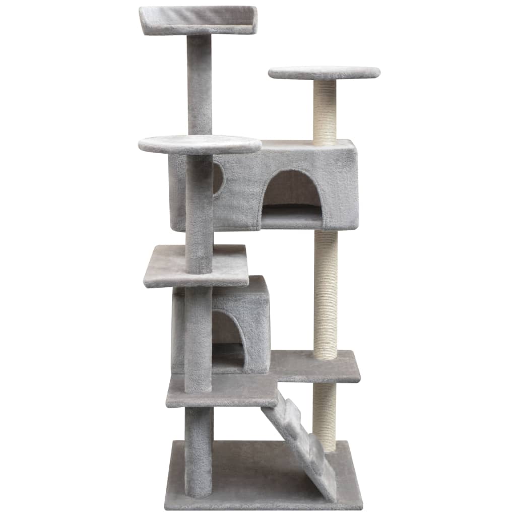 Škrabadlo pro kočky se sisalovými sloupky 125 cm šedá