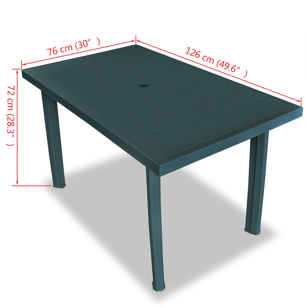 Zahradní stůl zelený 126 x 76 x 72 cm plast