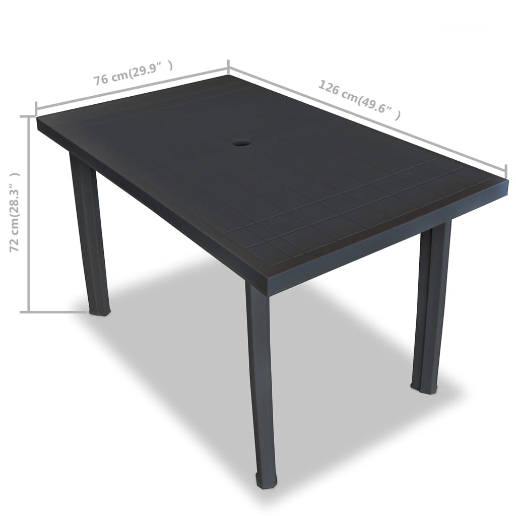 Zahradní stůl antracitový 126 x 76 x 72 cm plast