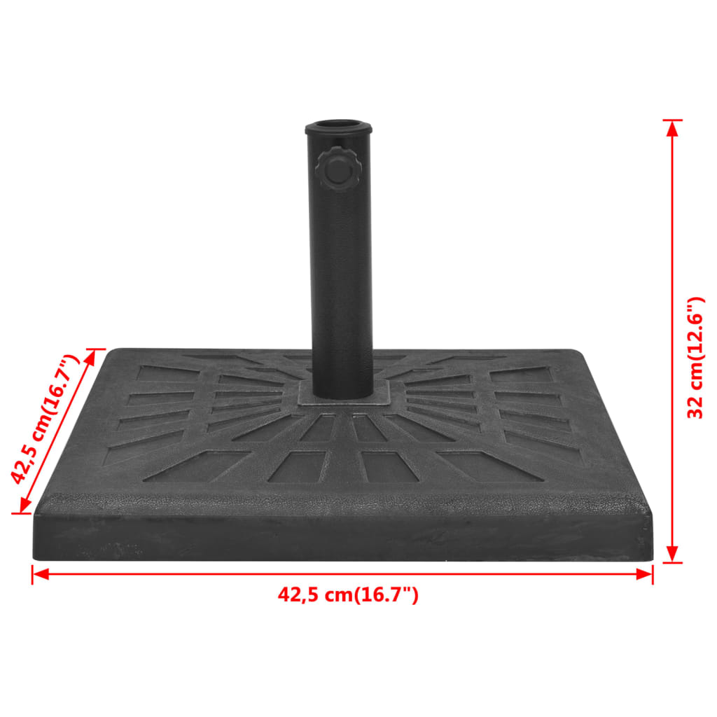 Stojan na slunečník, pryskyřice, čtvercový černý 12 kg