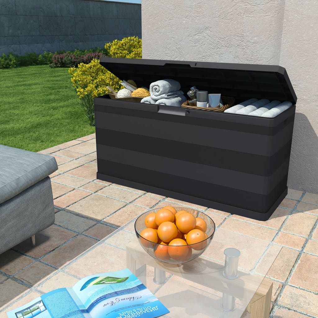 Zahradní úložný box černý 117 x 45 x 56 cm