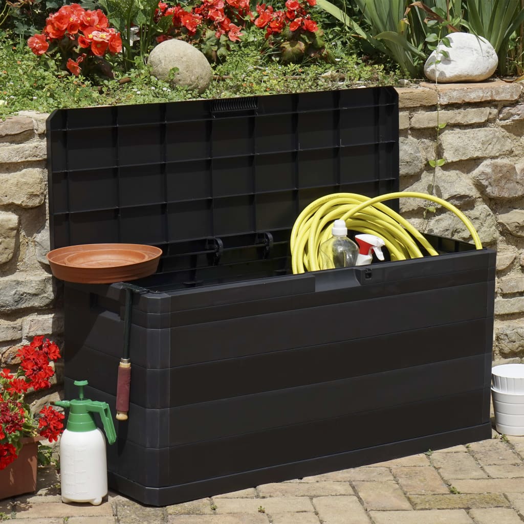 Zahradní úložný box černý 117 x 45 x 56 cm