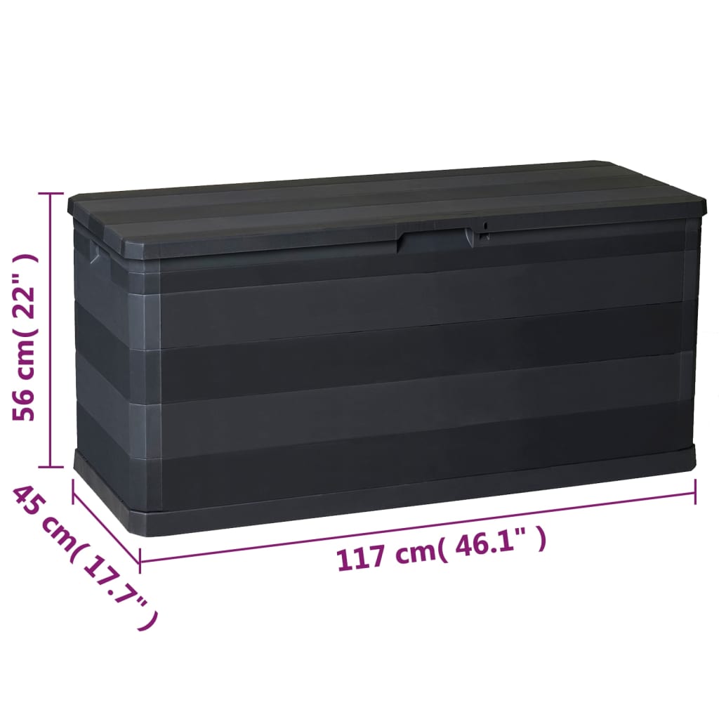 Zahradní úložný box černý 117 x 45 x 56 cm