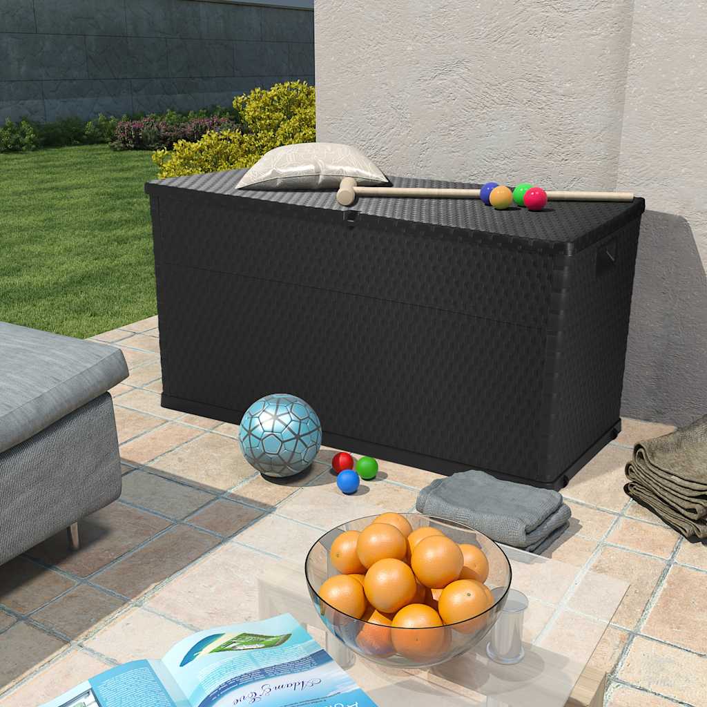 Zahradní úložný box antracitový 120 x 56 x 63 cm PP ratan