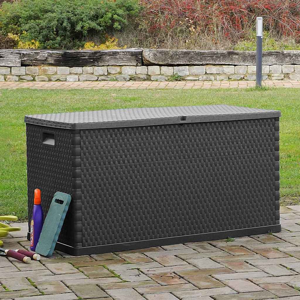 Zahradní úložný box antracitový 120 x 56 x 63 cm PP ratan