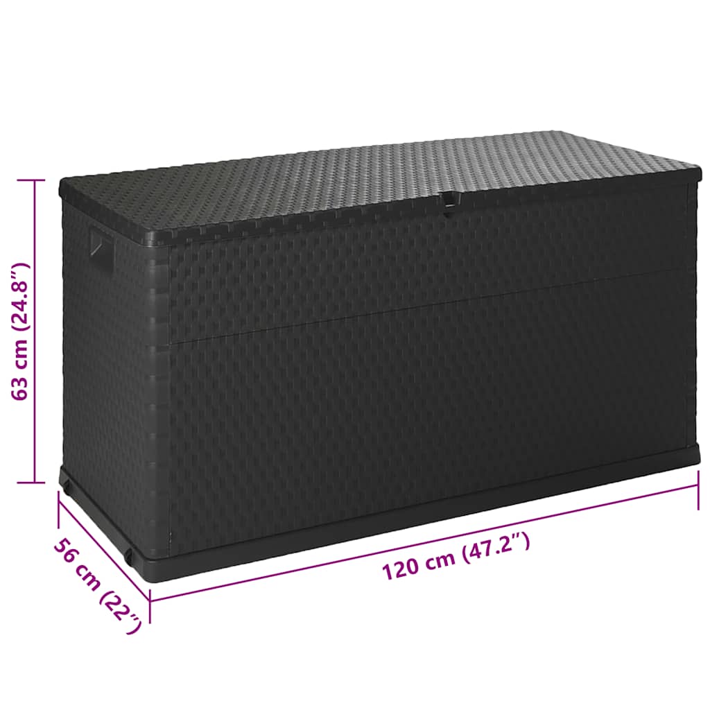 Zahradní úložný box antracitový 120 x 56 x 63 cm PP ratan