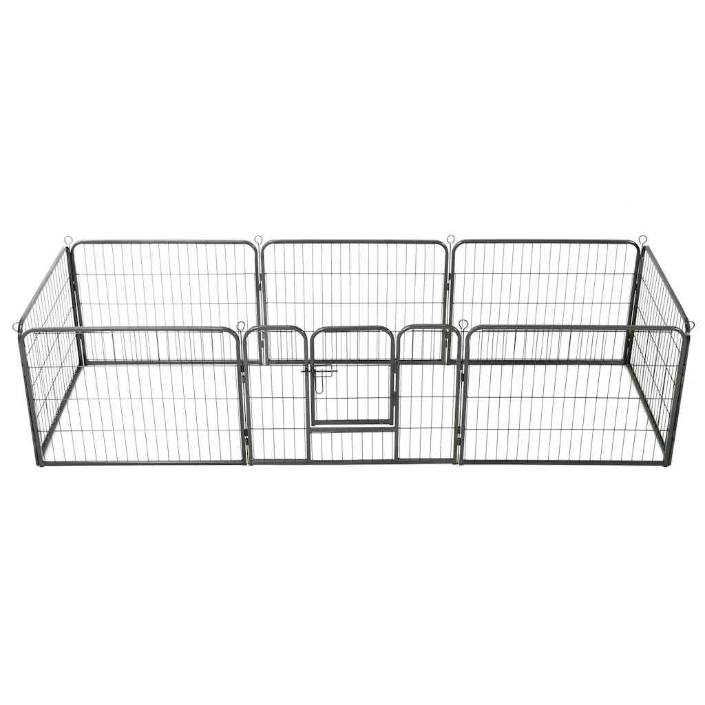 Ohrádka pro psy 8 panelů ocelová 60 x 80 cm černá