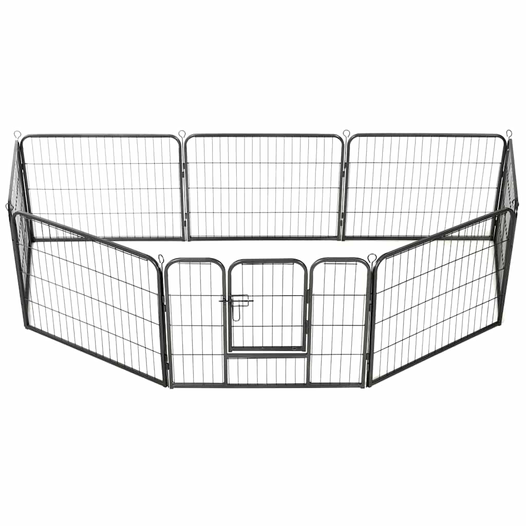 Ohrádka pro psy 8 panelů ocelová 60 x 80 cm černá