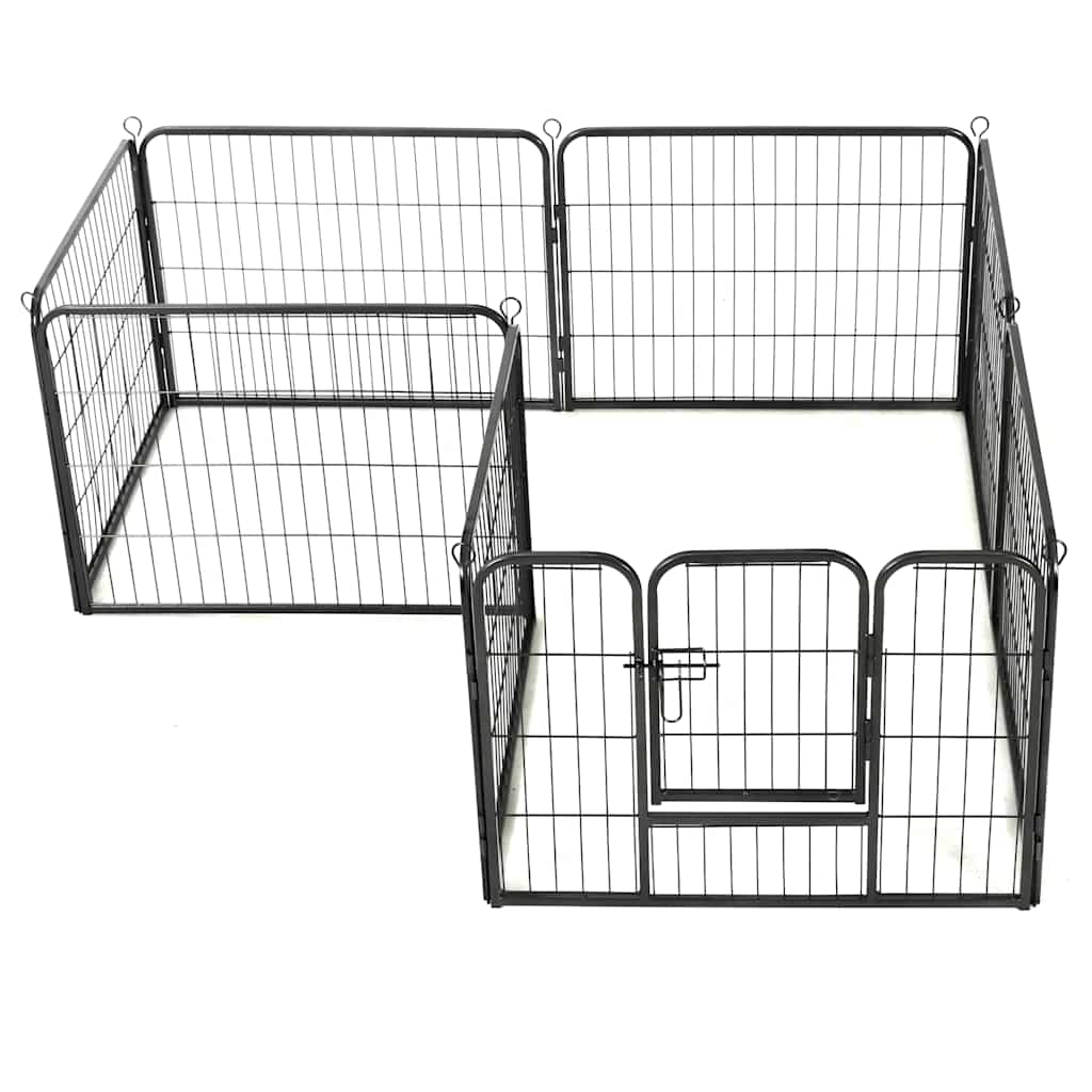 Ohrádka pro psy 8 panelů ocelová 60 x 80 cm černá