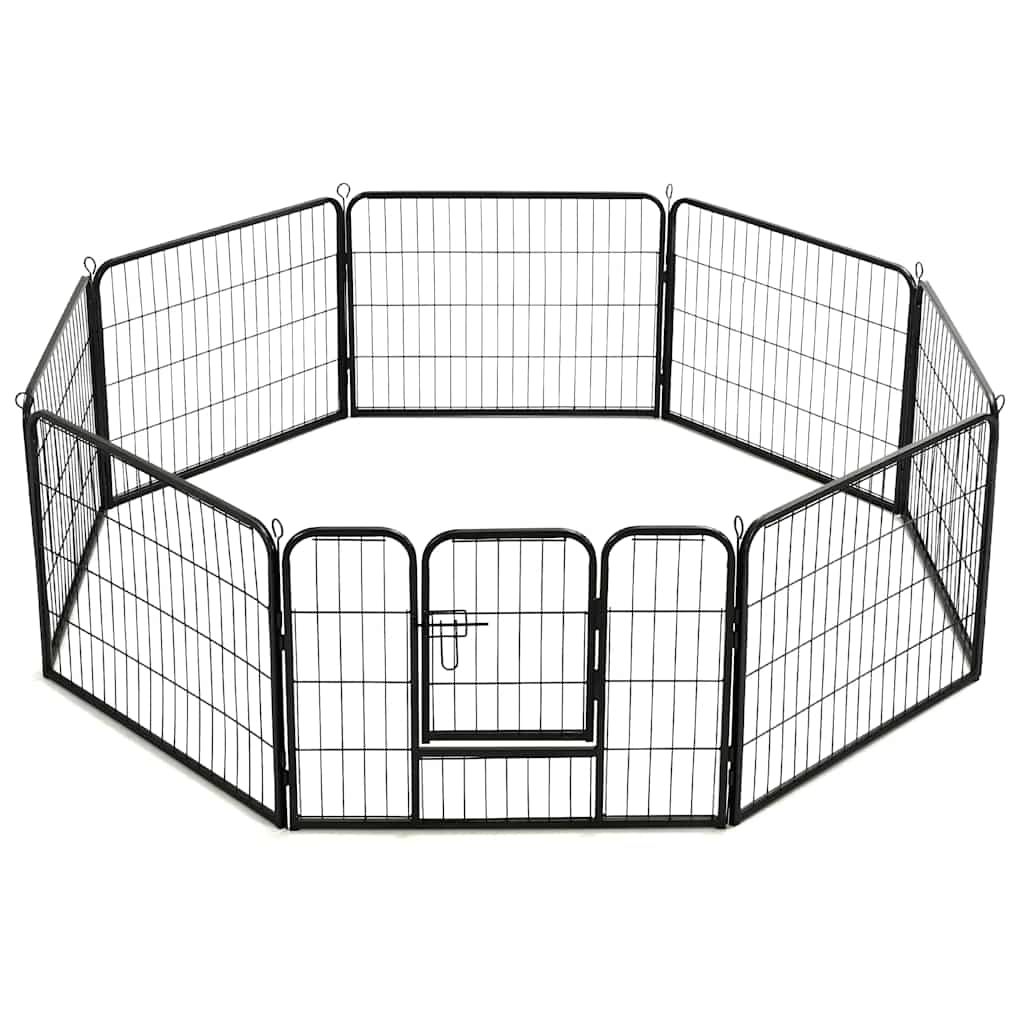Ohrádka pro psy 8 panelů ocelová 60 x 80 cm černá