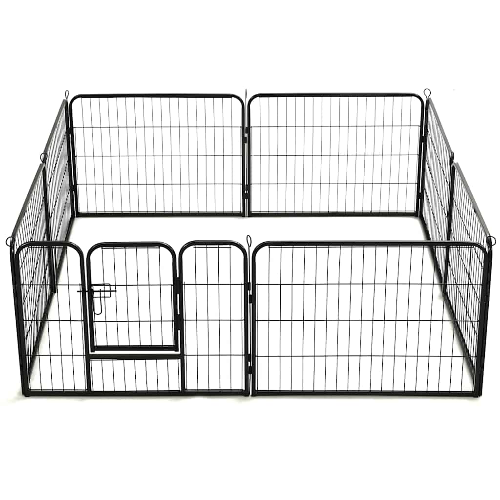 Ohrádka pro psy 8 panelů ocelová 60 x 80 cm černá