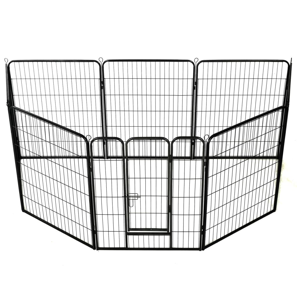 Ohrádka pro psy 8 panelů ocelová 80 x 100 cm černá
