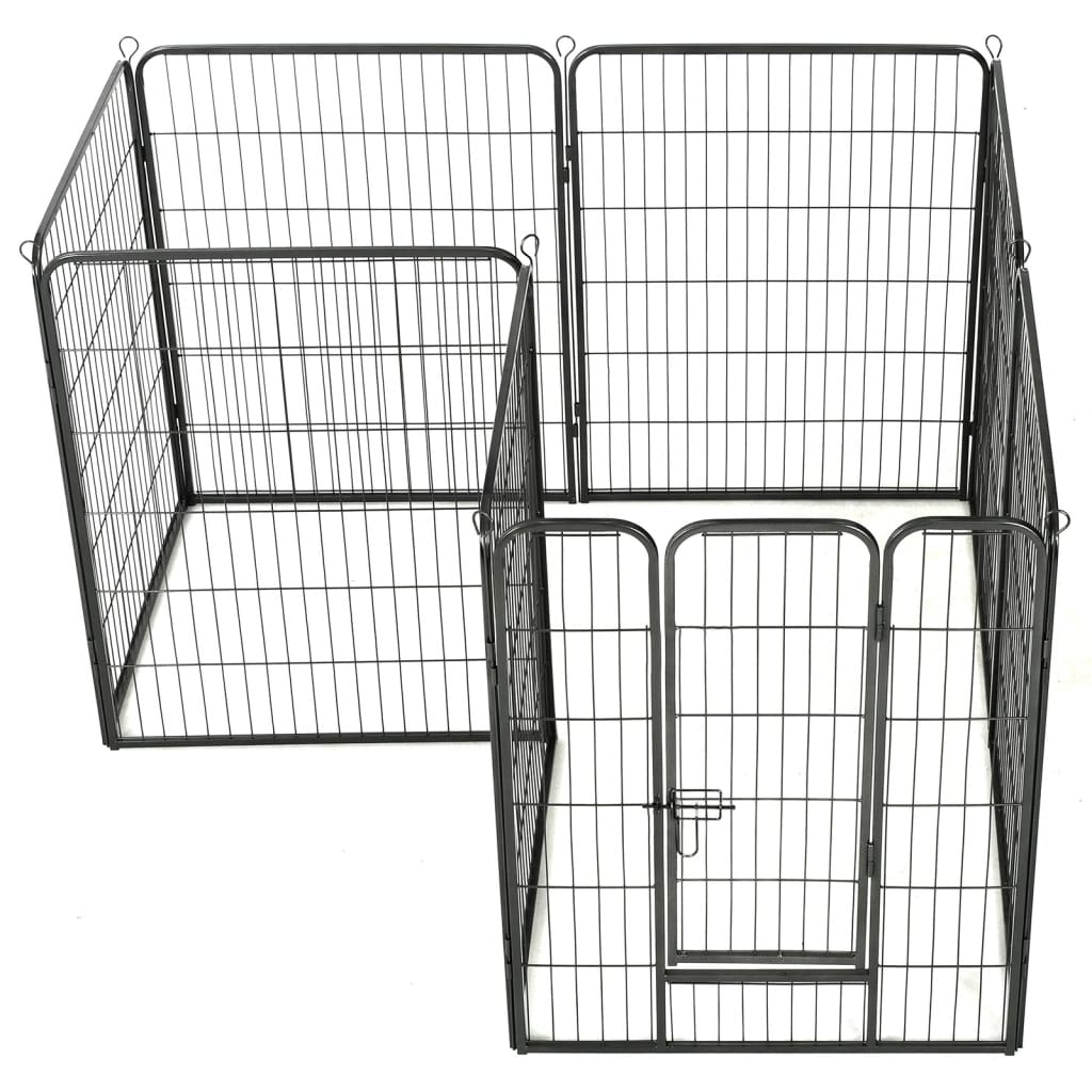 Ohrádka pro psy 8 panelů ocelová 80 x 100 cm černá