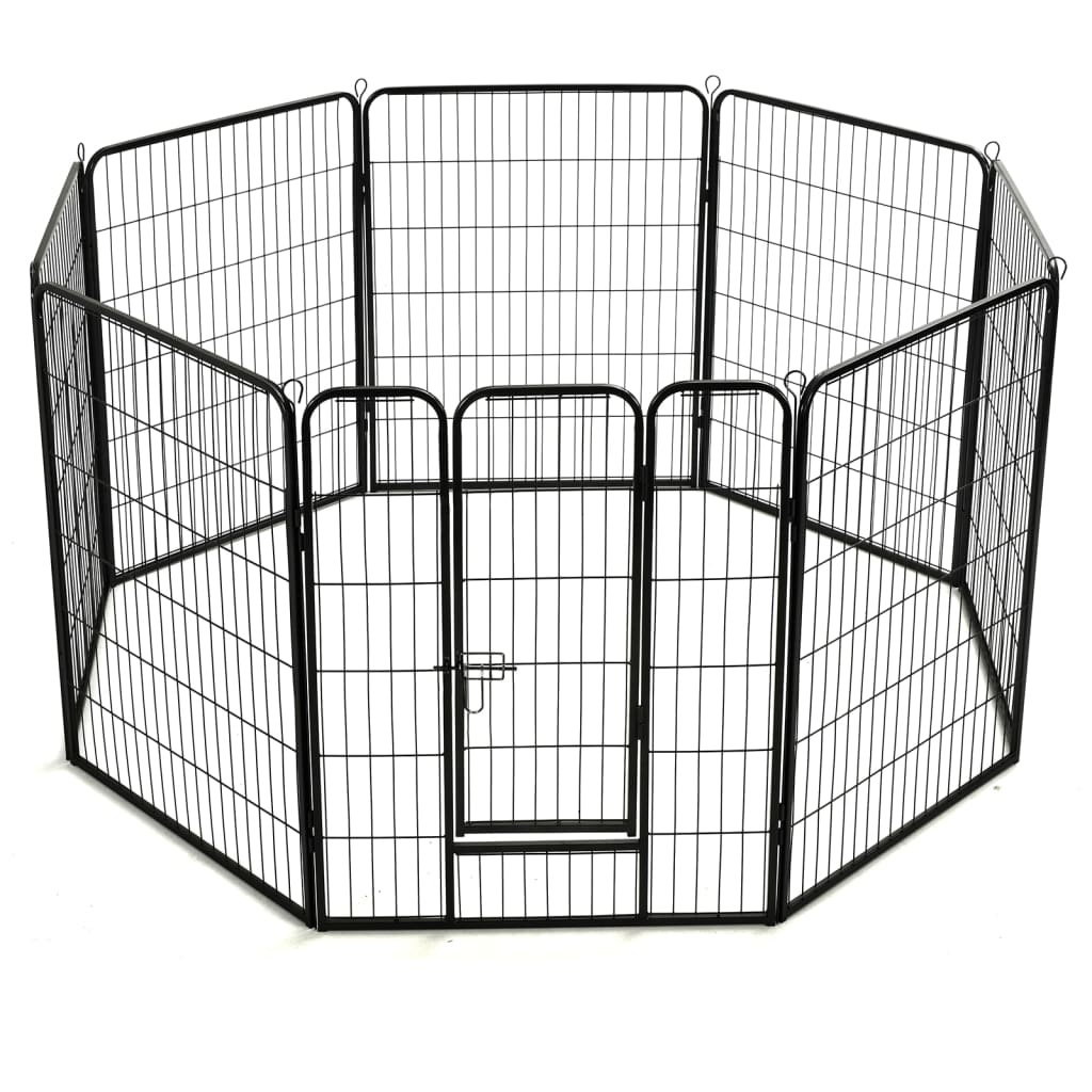 Ohrádka pro psy 8 panelů ocelová 80 x 100 cm černá