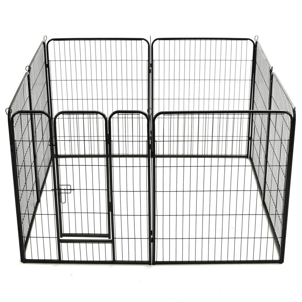 Ohrádka pro psy 8 panelů ocelová 80 x 100 cm černá