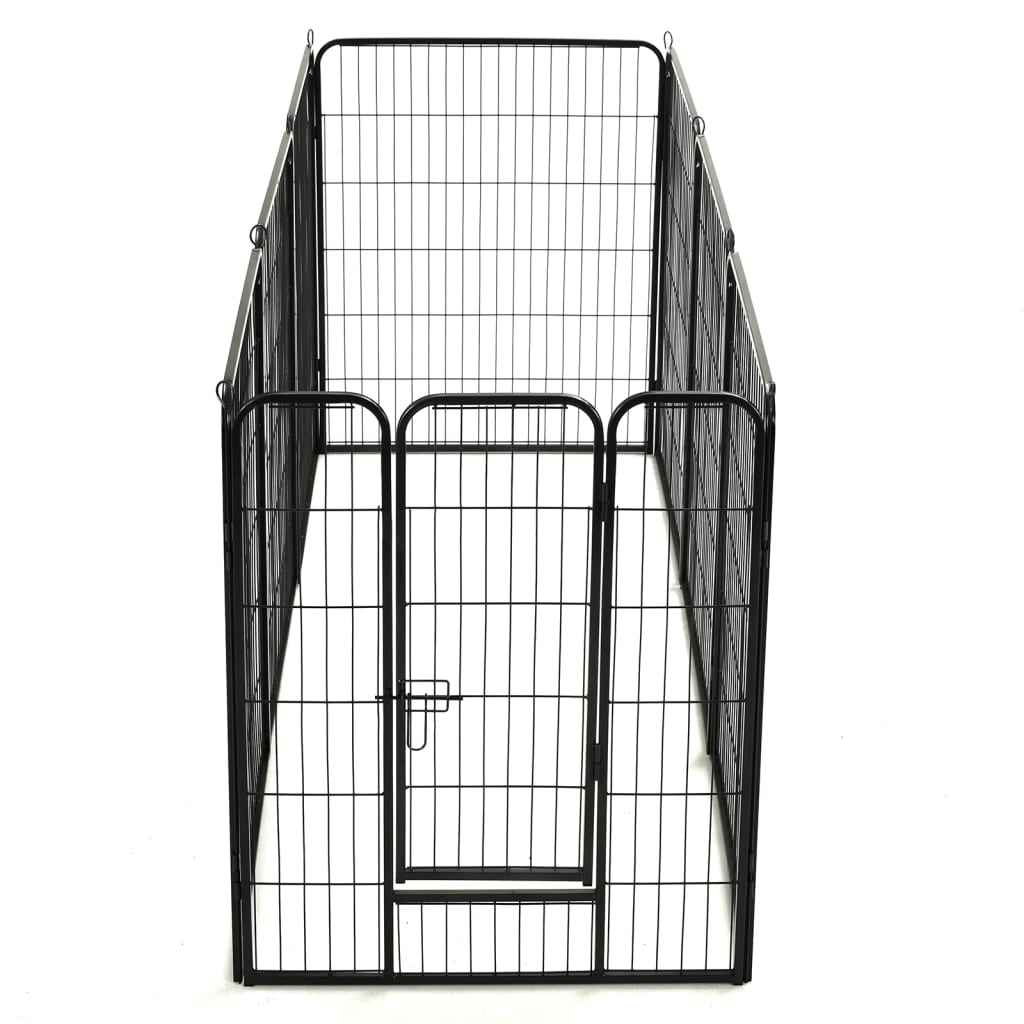Ohrádka pro psy 8 panelů ocelová 80 x 100 cm černá