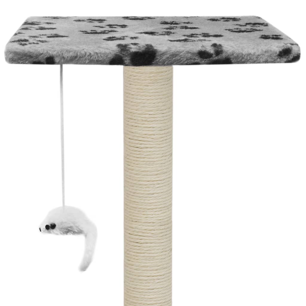 Škrabadlo pro kočky sisalové sloupky 95 cm šedé potisk tlapek