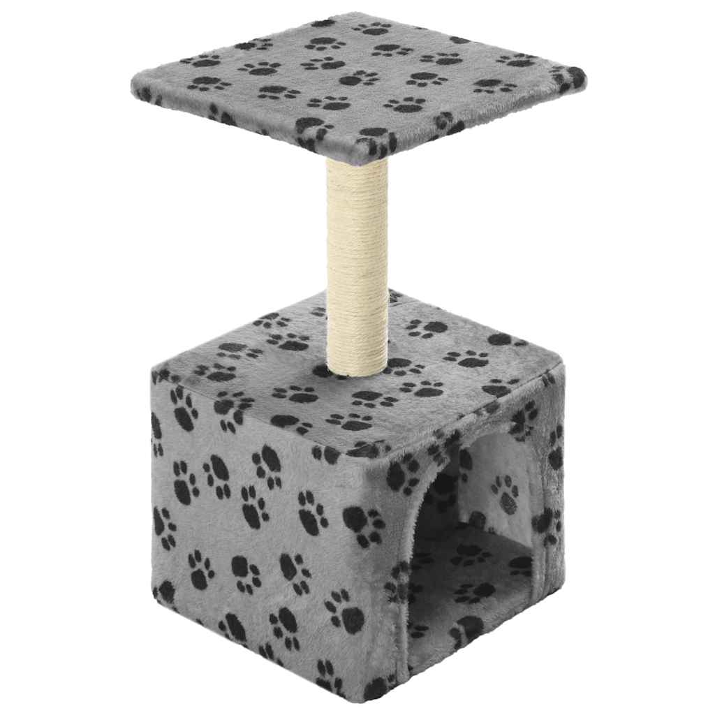Škrabadlo pro kočky sisalové sloupky 55 cm šedé s potiskem
