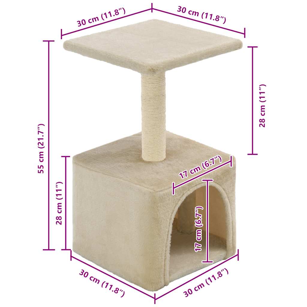 Škrabadlo pro kočky sisalové sloupky 55 cm béžové
