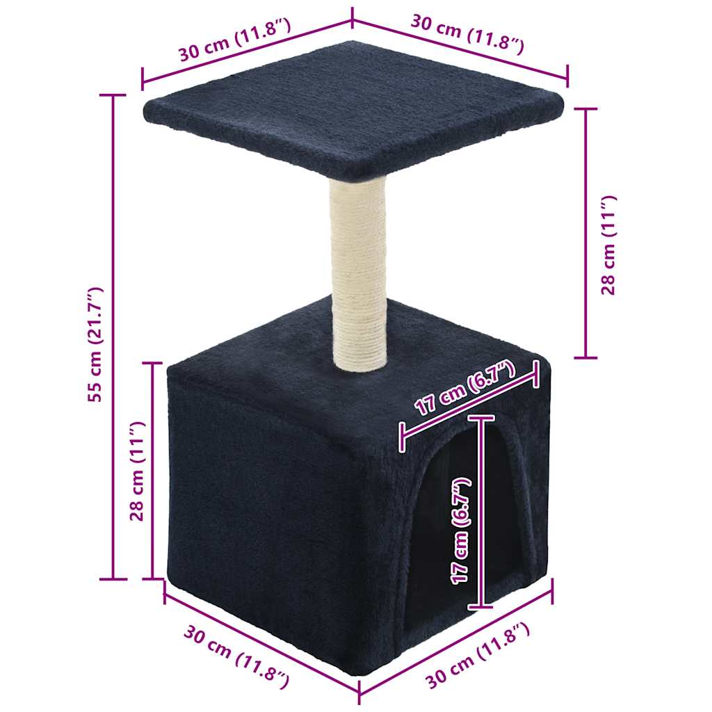 Škrabadlo pro kočky se sisalovými sloupky 55 cm tmavě modré