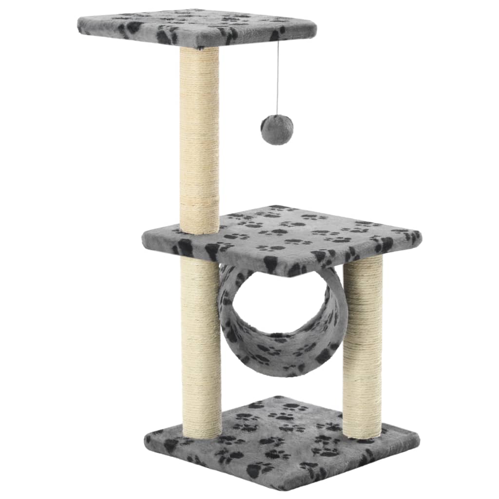 Škrabadlo pro kočky sisalové sloupky 65 cm šedé s potiskem