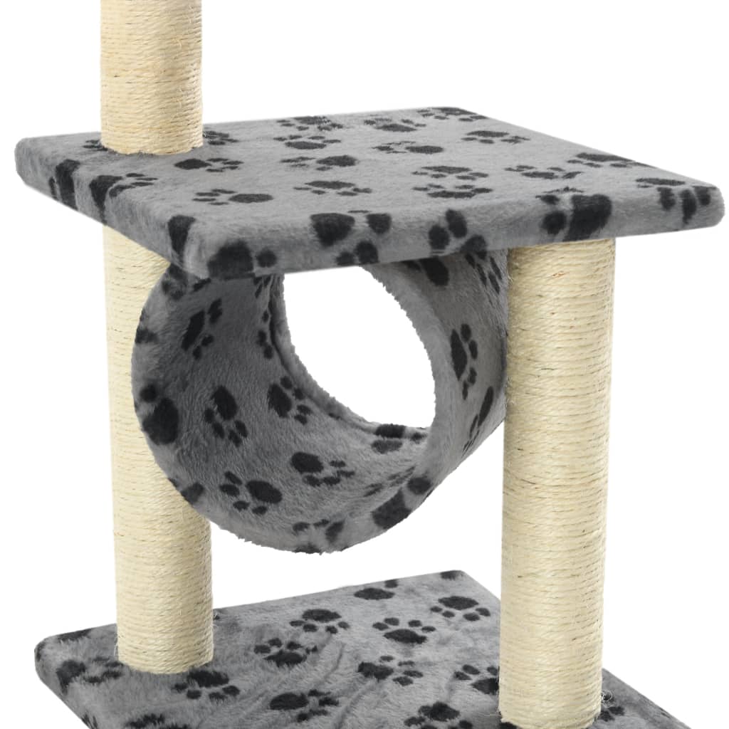 Škrabadlo pro kočky sisalové sloupky 65 cm šedé s potiskem