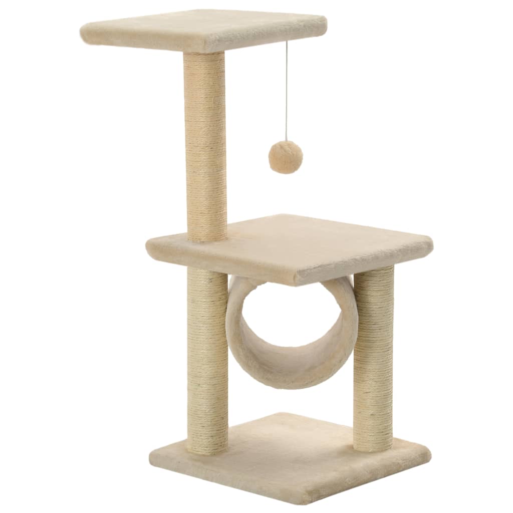 Škrabadlo pro kočky sisalové sloupky 65 cm béžové