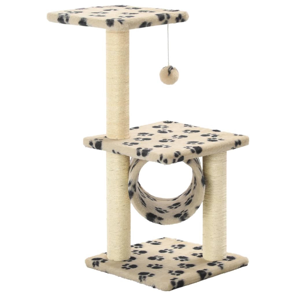 Škrabadlo pro kočky sisalové sloupky 65 cm béžové s potiskem