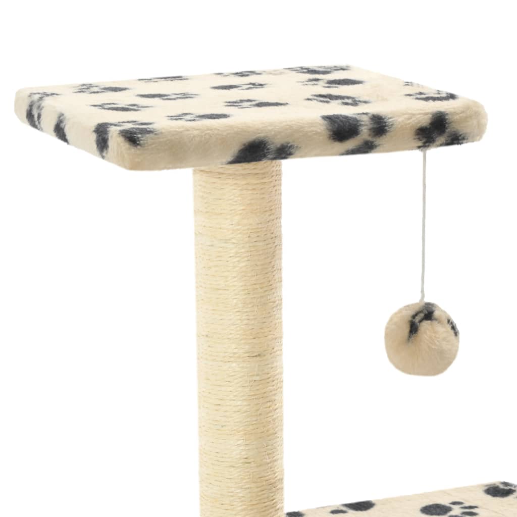 Škrabadlo pro kočky sisalové sloupky 65 cm béžové s potiskem