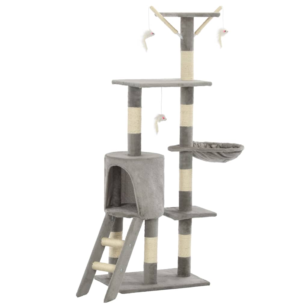 Škrabadlo pro kočky se sisalovými sloupky 138 cm šedé
