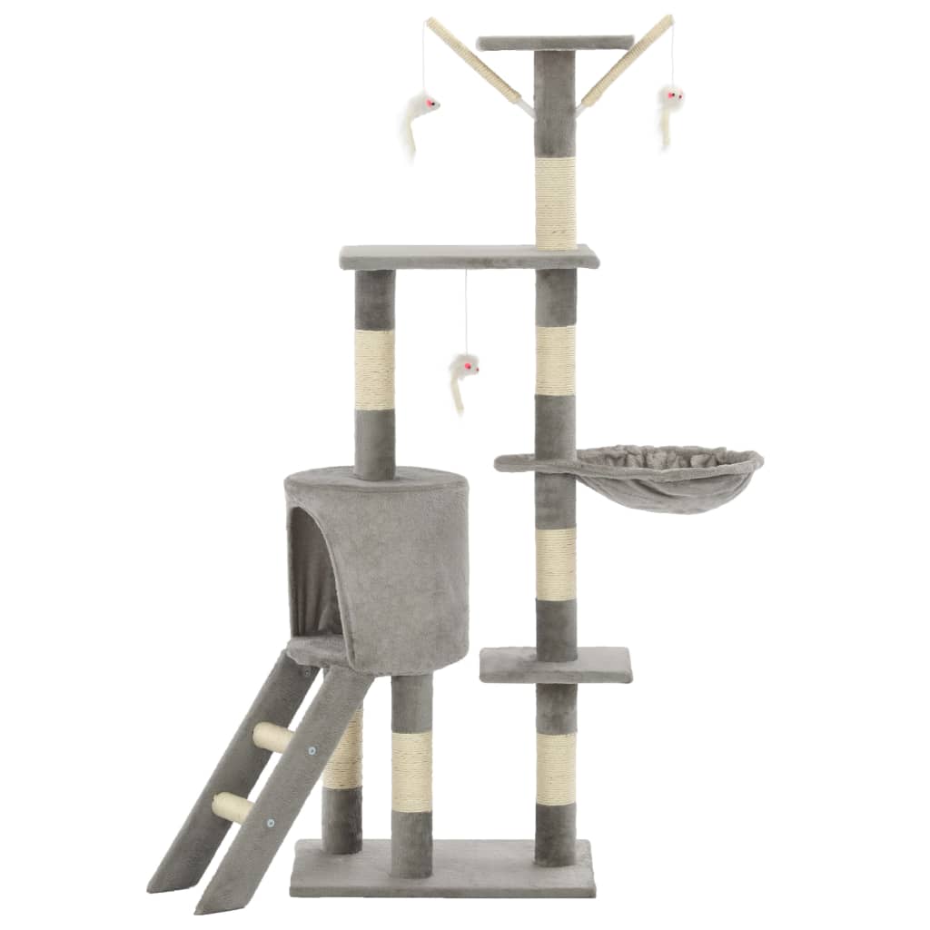 Škrabadlo pro kočky se sisalovými sloupky 138 cm šedé