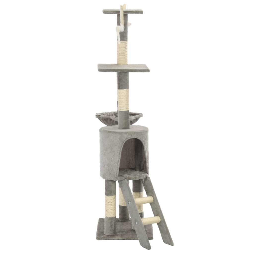 Škrabadlo pro kočky se sisalovými sloupky 138 cm šedé