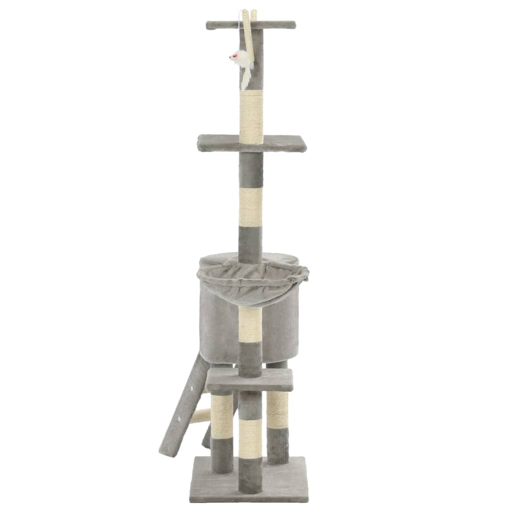 Škrabadlo pro kočky se sisalovými sloupky 138 cm šedé