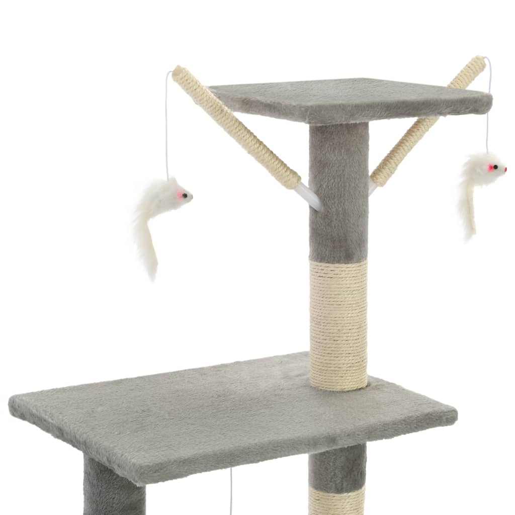 Škrabadlo pro kočky se sisalovými sloupky 138 cm šedé