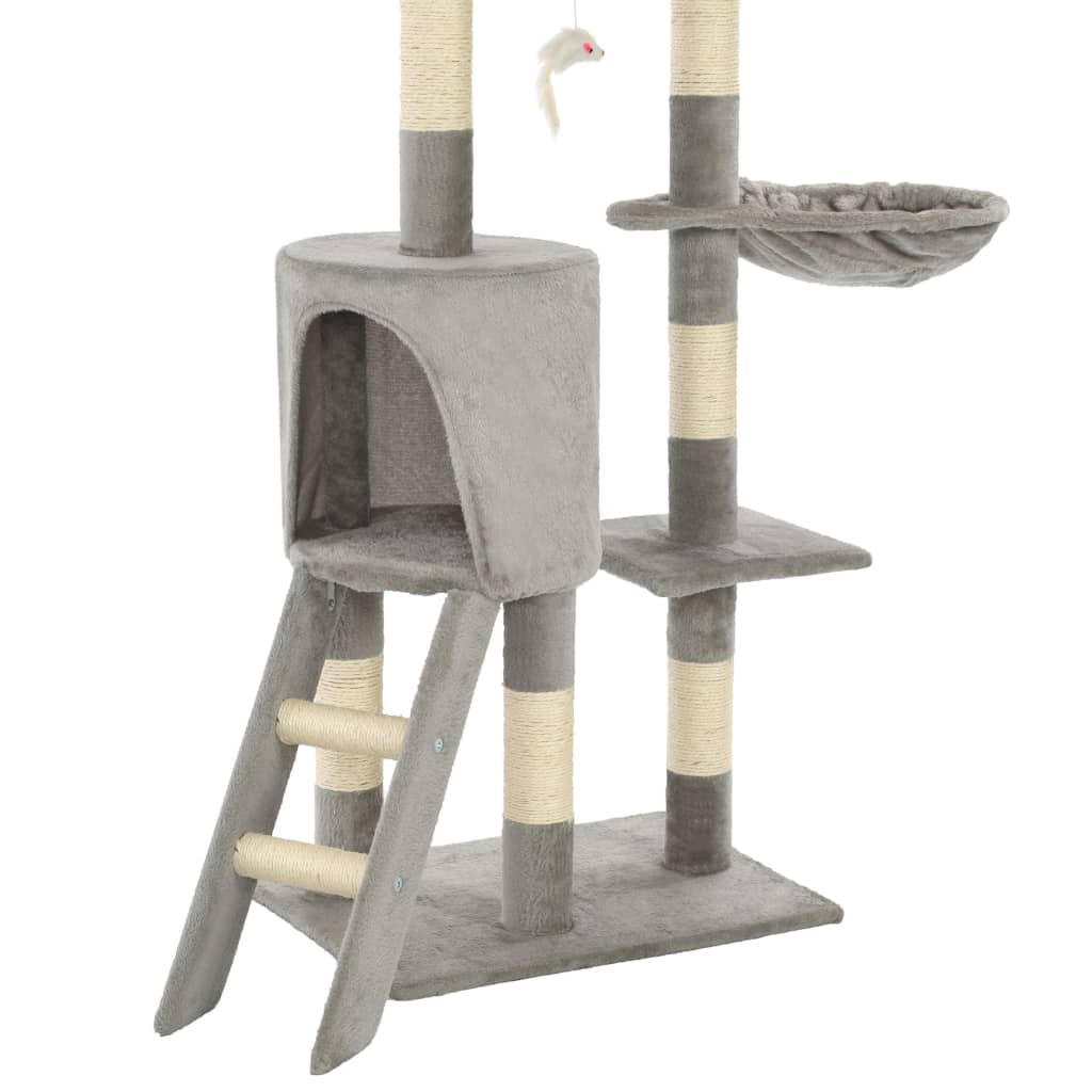 Škrabadlo pro kočky se sisalovými sloupky 138 cm šedé