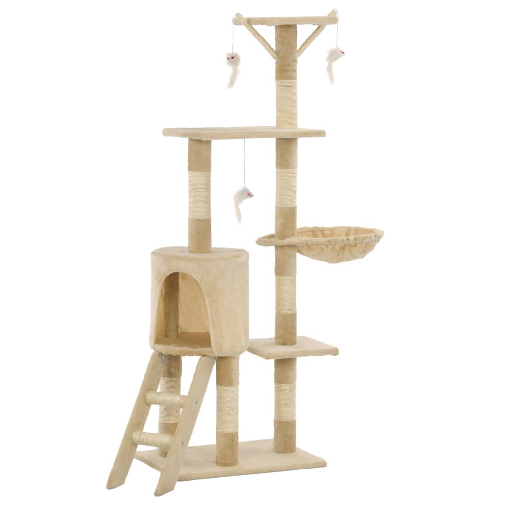 Škrabadlo pro kočky se sisalovými sloupky 138 cm béžové