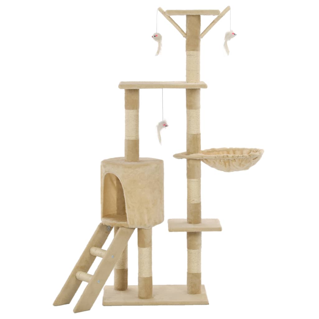 Škrabadlo pro kočky se sisalovými sloupky 138 cm béžové
