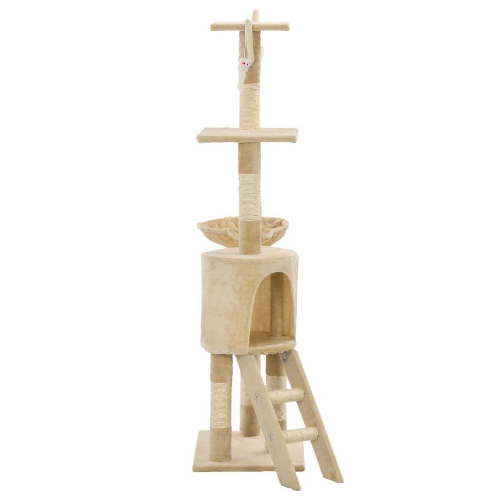 Škrabadlo pro kočky se sisalovými sloupky 138 cm béžové