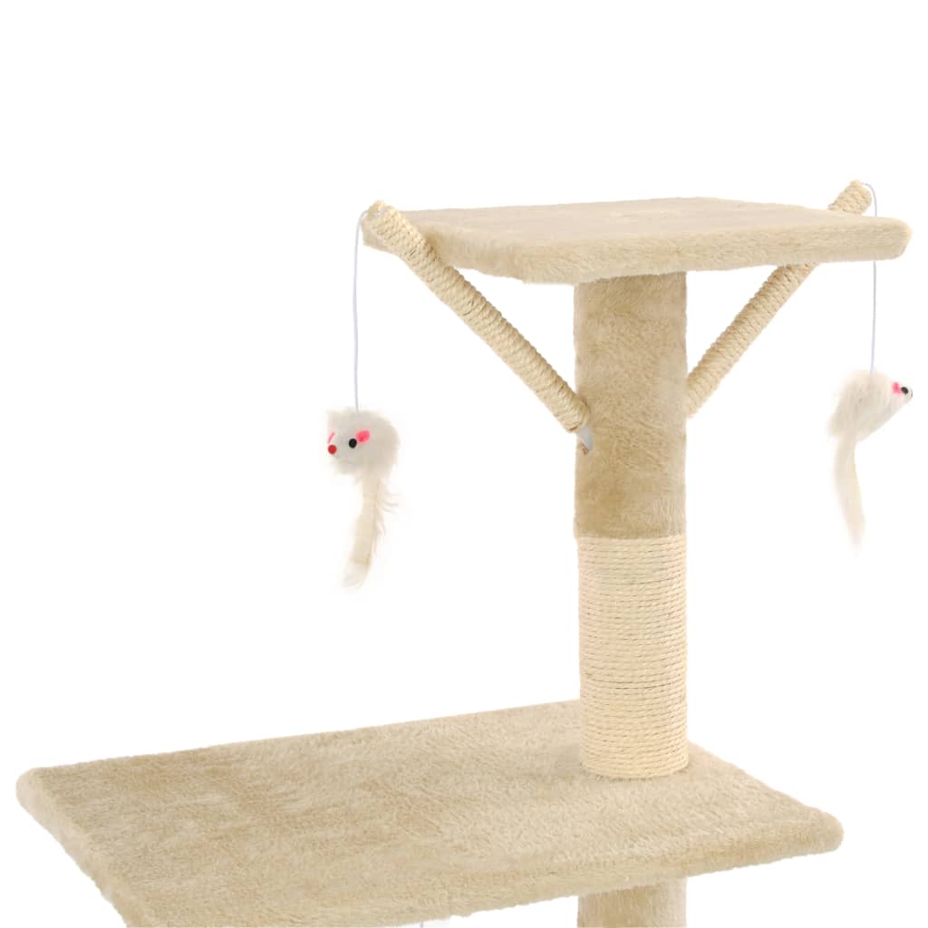 Škrabadlo pro kočky se sisalovými sloupky 138 cm béžové