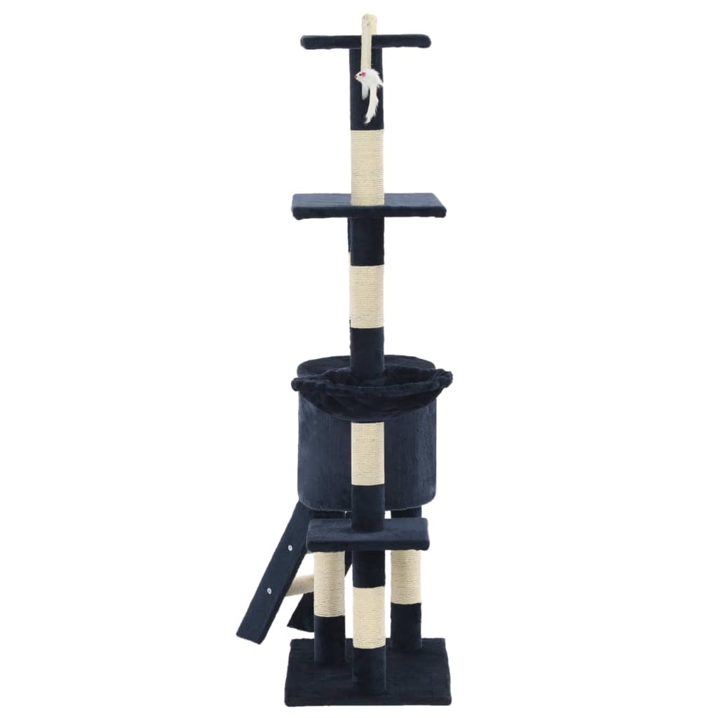 Škrabadlo pro kočky se sisalovými sloupky 138 cm tmavě modré